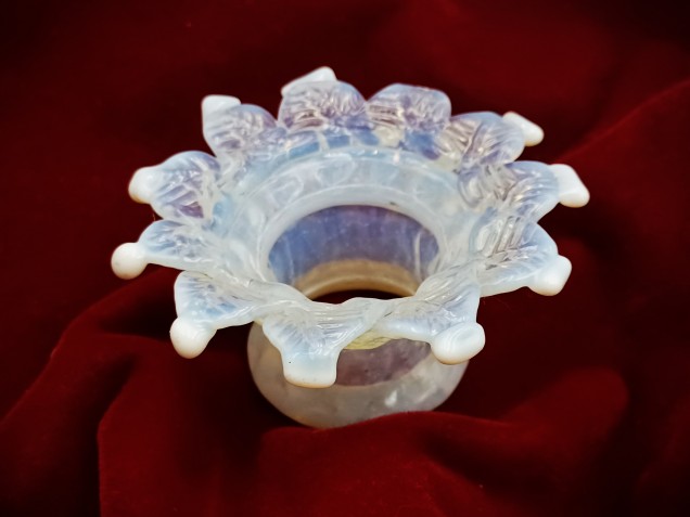 Venetian Chandelier glass stem open flower blue