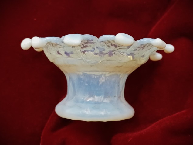 Venetian Chandelier glass stem open flower blue