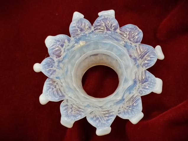 Venetian Chandelier glass stem open flower blue