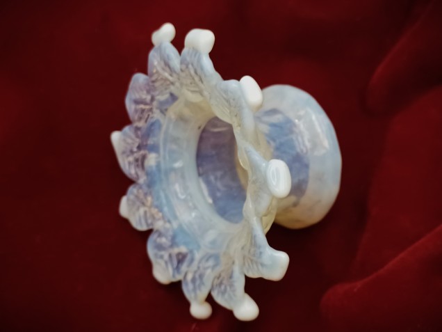 Venetian Chandelier glass stem open flower blue