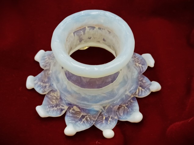 Venetian Chandelier glass stem open flower blue