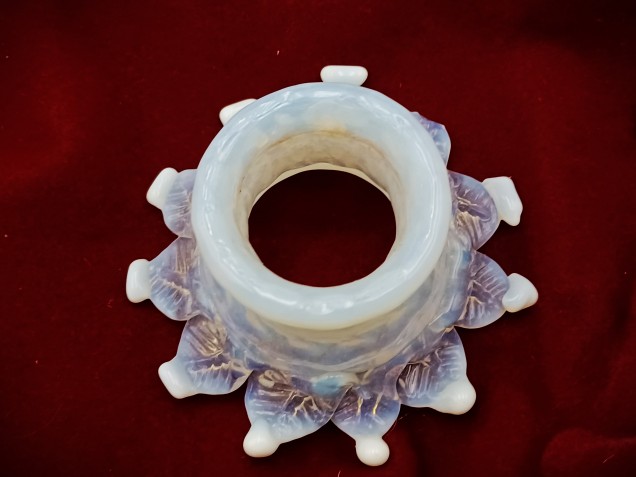 Venetian Chandelier glass stem open flower blue