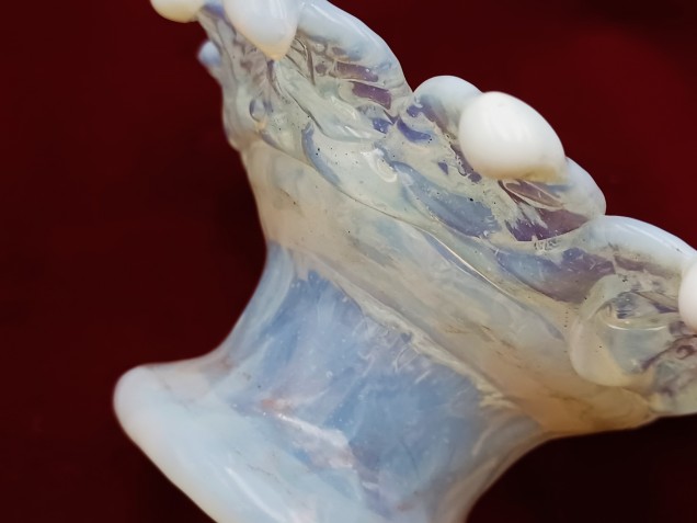 Venetian Chandelier glass stem open flower blue