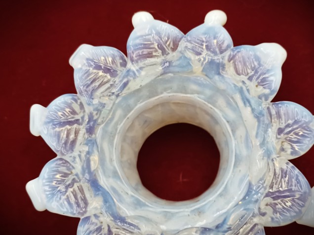 Venetian Chandelier glass stem open flower blue