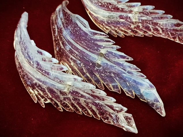 Antique Murano chandelier blue glass Crown leaves 