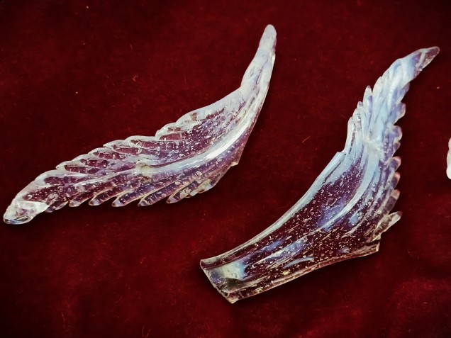 Antique Murano chandelier blue glass Crown leaves 