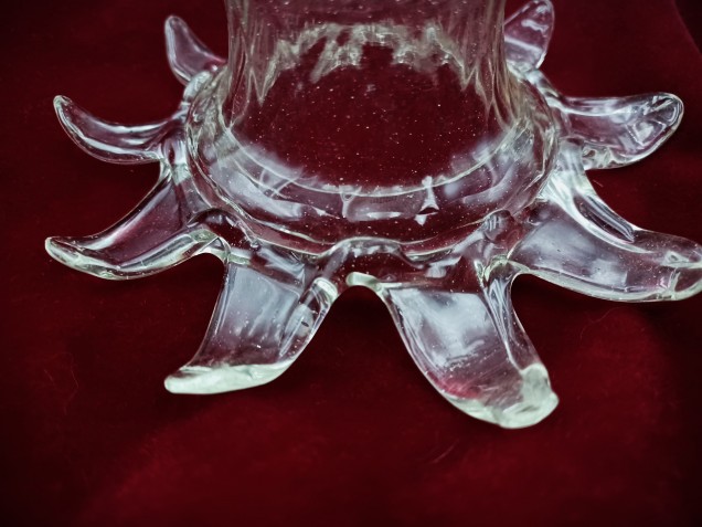 Venetian Chandelier glass stem open flower clear