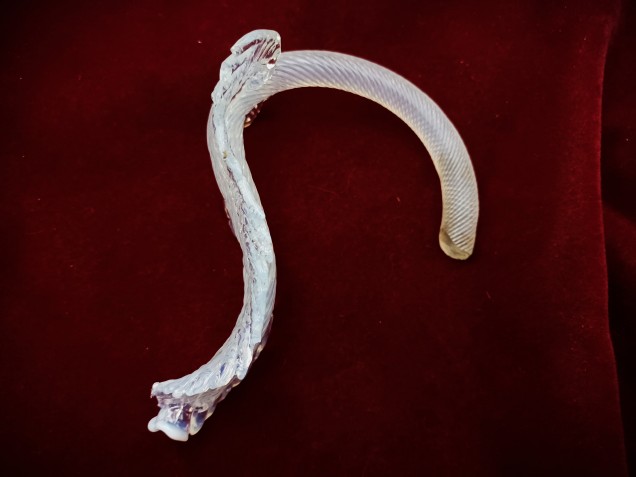 Murano Glass Chandelier Leaf Milky Blue Small