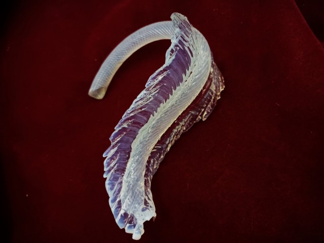 Murano Glass Chandelier Leaf Milky Blue Small