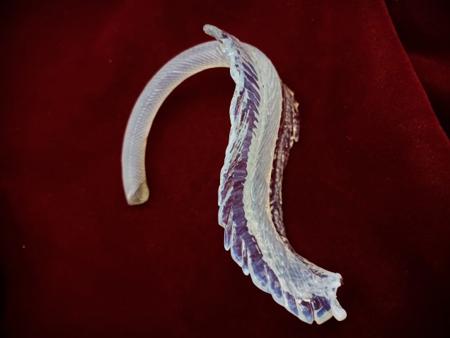 Murano Glass Chandelier Leaf Milky Blue Small