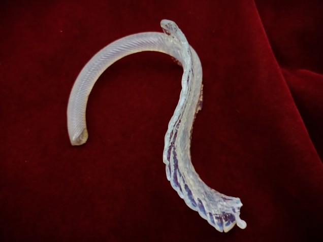 Murano Glass Chandelier Leaf Milky Blue Small