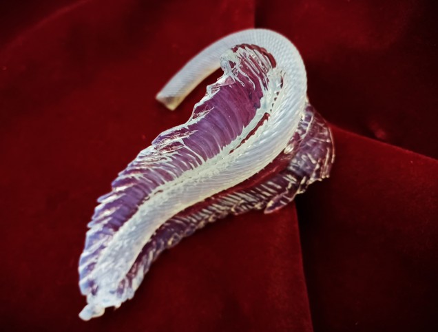 Murano Glass Chandelier Leaf Milky Blue Small