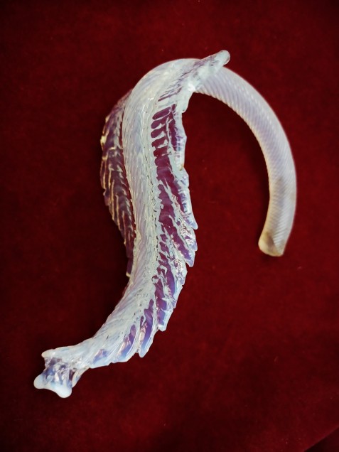 Murano Glass Chandelier Leaf Milky Blue Small