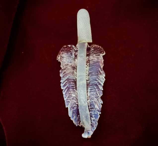 Murano Glass Chandelier Leaf Milky Blue Small