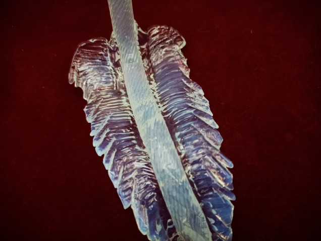 Murano Glass Chandelier Leaf Milky Blue Small