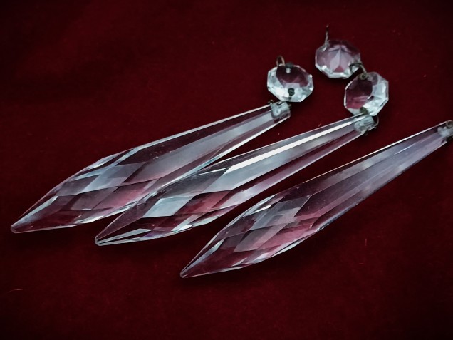 Large Crystal Chandelier Icicle Drop With Button 