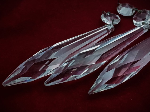 Large Crystal Chandelier Icicle Drop With Button 