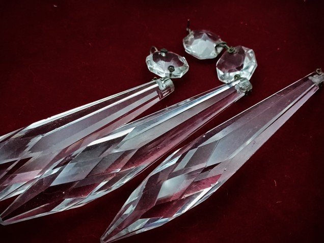 Large Crystal Chandelier Icicle Drop With Button 