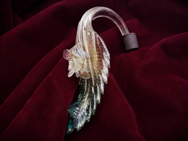 Murano Glass Chandelier Leaf Gold and Turquoise