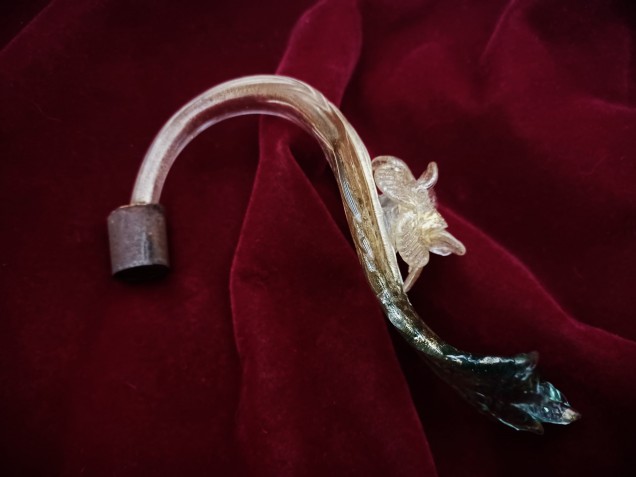 Murano Glass Chandelier Leaf Gold and Turquoise