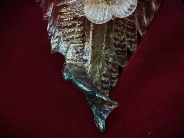 Murano Glass Chandelier Leaf Gold and Turquoise