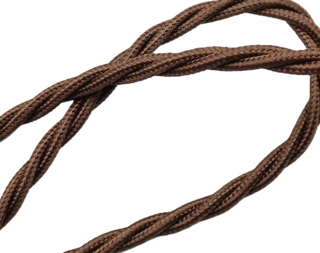 Braided 3 core period silk flex cable brown 0.50mm
