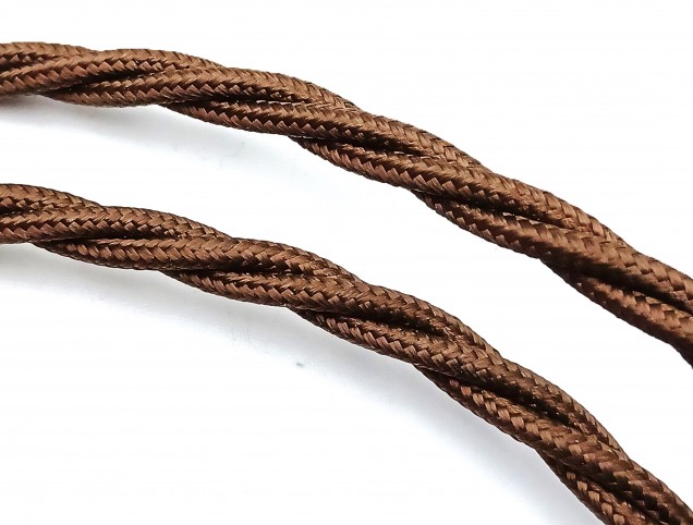 Braided 3 core period silk flex cable brown 0.50mm