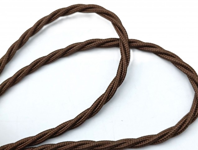 Braided 3 core period silk flex cable brown 0.50mm