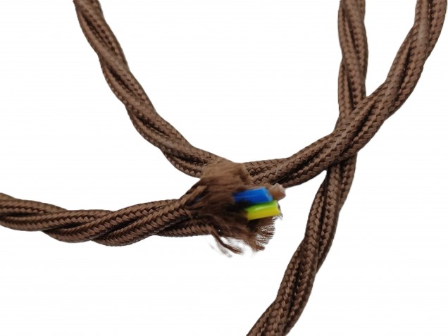 Braided 3 core period silk flex cable brown 0.50mm