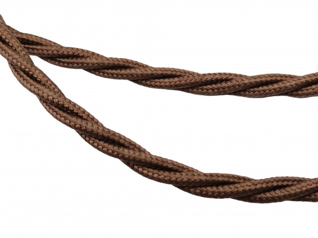 Braided 3 core period silk flex cable brown 0.50mm