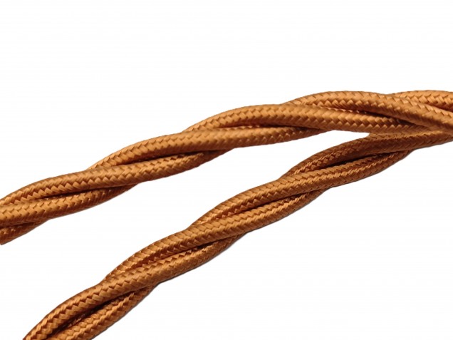Braided 3 core silk flex lighting cable antique gold 0.75mm