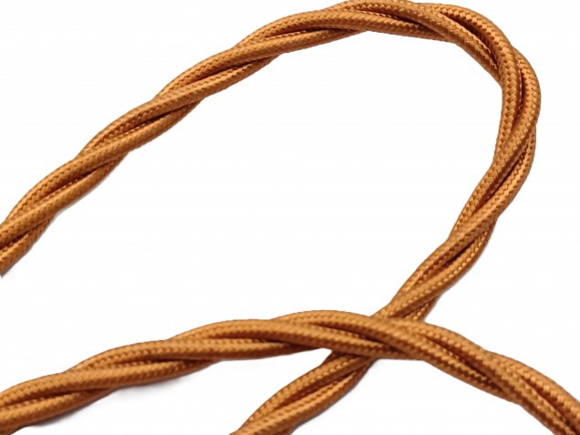 Braided 3 core silk flex lighting cable antique gold 0.75mm