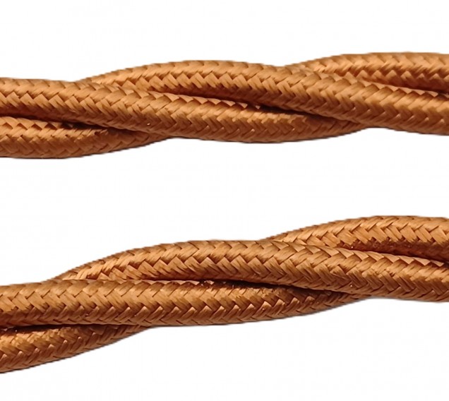 Braided 3 core silk flex lighting cable antique gold 0.75mm