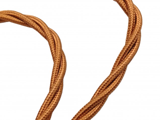 Braided 3 core silk flex lighting cable antique gold 0.75mm