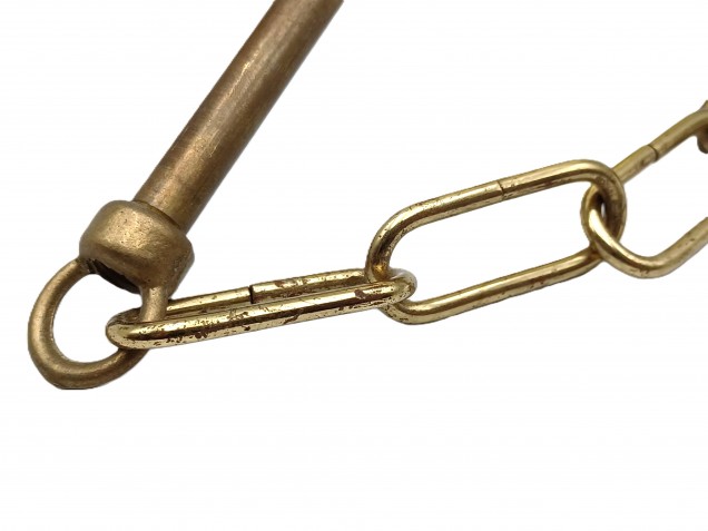 Brass ceiling rose with stem hoop and chain 330mm drop