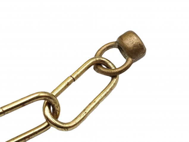 Brass ceiling rose with stem hoop and chain 330mm drop