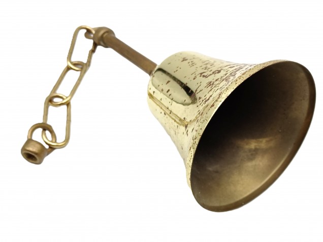 Brass ceiling rose with stem hoop and chain 330mm drop