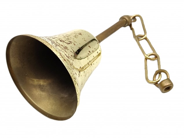 Brass ceiling rose with stem hoop and chain 330mm drop