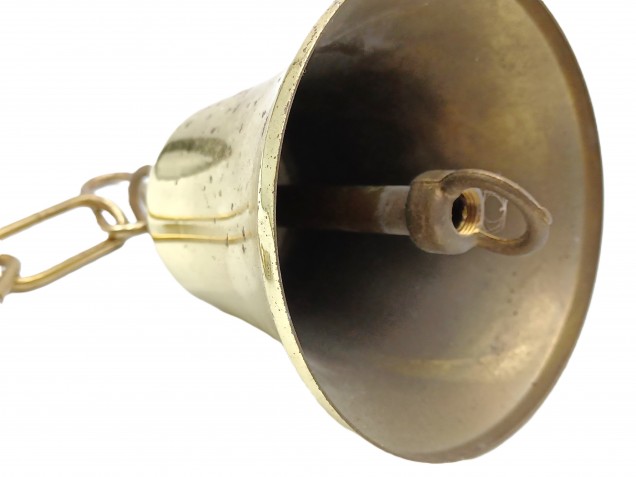 Brass ceiling rose with stem hoop and chain 330mm drop