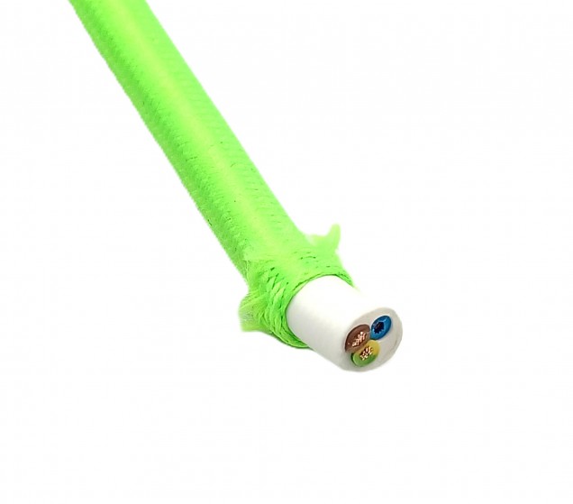 Lime Green Round Electric Cable Silk Covered 3 Core 0.50mm