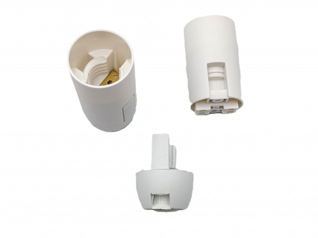White 2 Part E14 Thermoplastic Bulb-lamp Holder Plain Skirt 10mm Thread