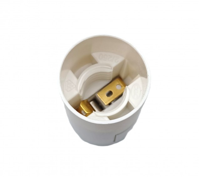 White 2 Part E14 Thermoplastic Bulb-lamp Holder Plain Skirt 10mm Thread
