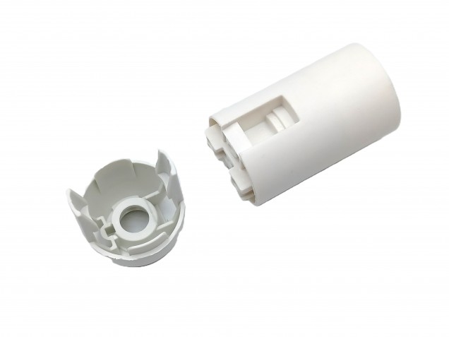 White 2 Part E14 Thermoplastic Bulb-lamp Holder Plain Skirt 10mm Thread