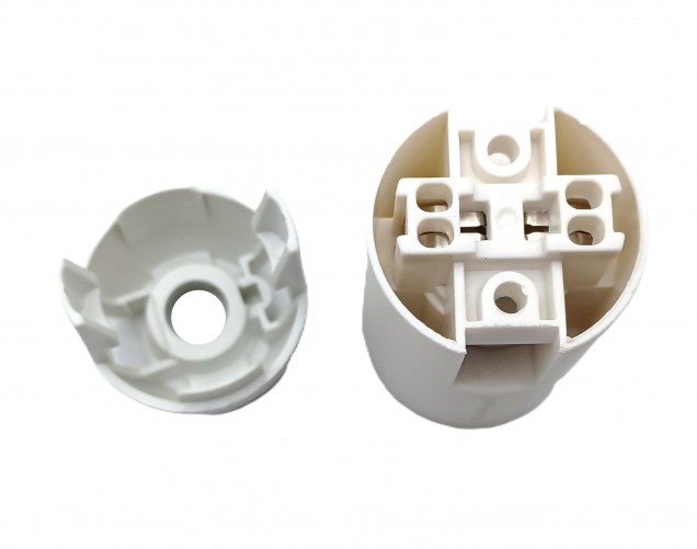 White 2 Part E14 Thermoplastic Bulb-lamp Holder Plain Skirt 10mm Thread