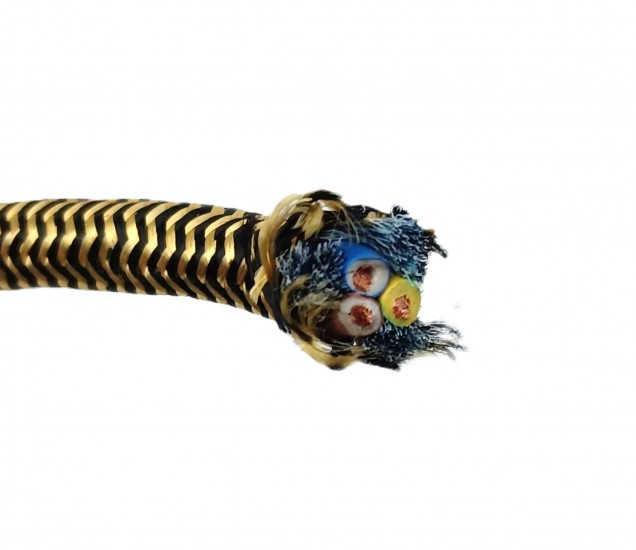 3 Core Round Electrical Pulley Cable Old Gold And Black 