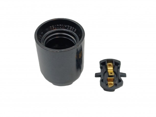 E27 - ES bulb-lamp holder 3 part black plain skirt