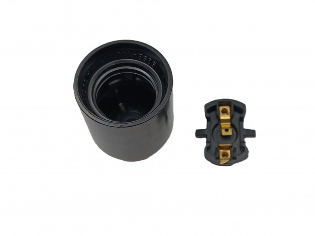 E27 - ES bulb-lamp holder 3 part black plain skirt