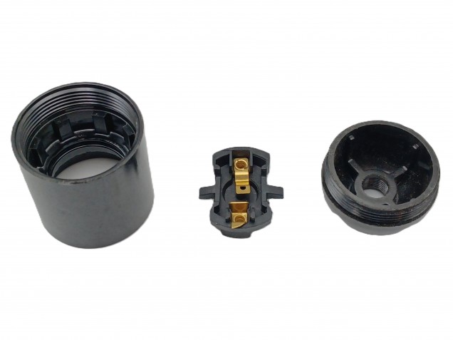 E27 - ES bulb-lamp holder 3 part black plain skirt