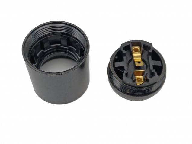 E27 - ES bulb-lamp holder 3 part black plain skirt