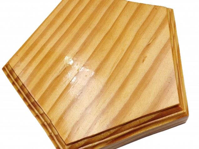 Pine wooden ceiling rose pattress Pentagon varnished 